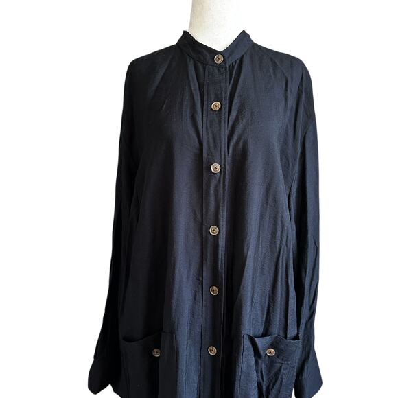 71-45 Vince Black Midi Shirt Dress (missing sash) Women's Size XL | 71-45 - Picture 3 of 6